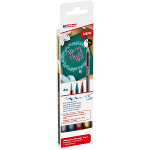 edding 4-1340-4  1340 metallic Pinselstift 4er-Set sortiert Xmas