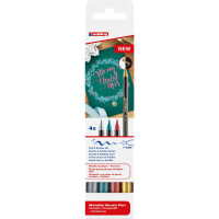 edding 4-1340-4  1340 metallic Pinselstift 4er-Set sortiert Xmas