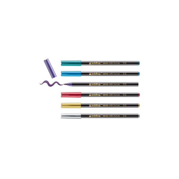 edding 4-1340-6  1340 metallic Pinselstift 6er-Set sortiert