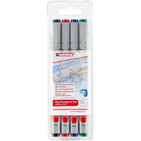 edding 4-151-4  151 F Non-permanenter Folienschreiber 4er-Set sortiert