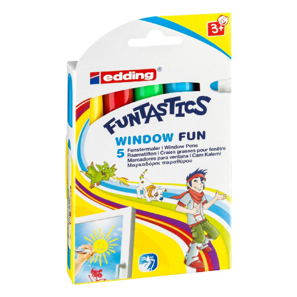 edding 4-16-5  16 FUNTASTICS WINDOW FUN Kinderfenstermaler 5er-Set sortiert