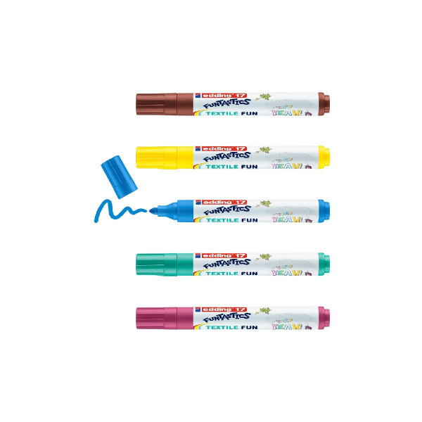 edding 4-17-5  17 FUNTASTICS TEXTILE FUN Kindertextilmaler 5er-Set sortiert