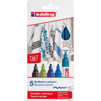 edding 4-4500-5099  4500 Textilmarker 5er-Set sortiert cool