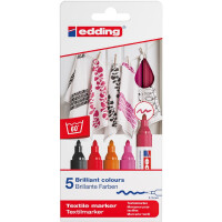 edding 4-4500-5999  4500 Textilmarker 5er-Set sortiert warm