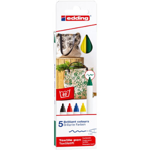 edding 4-4600-5  4600 Textilstift 5er-Set sortiert basic
