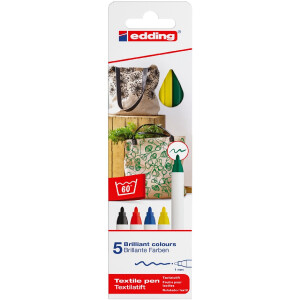 edding 4-4600-5  4600 Textilstift 5er-Set sortiert basic