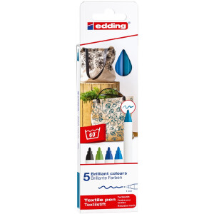 edding 4-4600-5099  4600 Textilstift 5er-Set sortiert cool