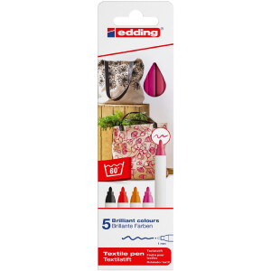 edding 4-4600-5999  4600 Textilstift 5er-Set sortiert warm
