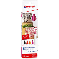 edding 4-4600-5999  4600 Textilstift 5er-Set sortiert warm