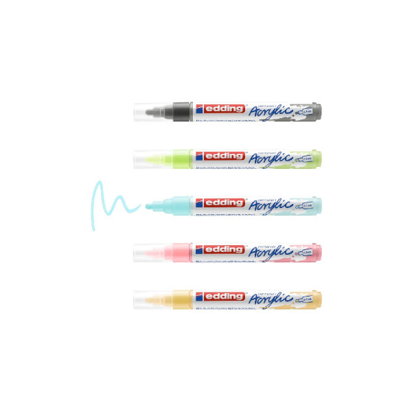 edding 4-5100-5-099  5100 Acrylmarker medium 5er-Set sortiert pastell