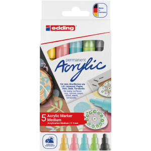 edding 4-5100-5-099  5100 Acrylmarker medium 5er-Set sortiert pastell