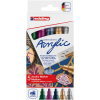 edding 4-5100-5-999  5100 Acrylmarker medium 5er-Set sortiert festlich