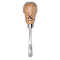 Kirschen 5643002 Kerbschnitzbeitel mit Rotbuchenheft, 2 mm Stich 39, gekröpft, V-förmige Schneide, Birnenform
