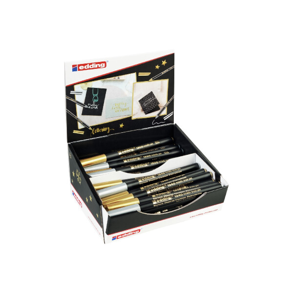 edding 4-52435  1200-1340 metallic Fasermaler gold-silber 70er-Weihnachtsdisplay