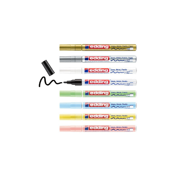 edding 4-751-8-099  751 Glanzlackmarker 8er-Set sortiert pastell