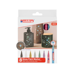 edding 4-751-8-999  751 Glanzlackmarker 8er-Set sortiert metallic