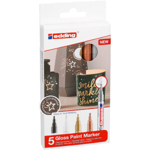 edding 4-753-5-999  753 Glanzlackmarker Kalligrafie 5er-Set sortiert metallic