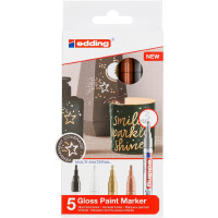 edding 4-753-5-999  753 Glanzlackmarker Kalligrafie 5er-Set sortiert metallic