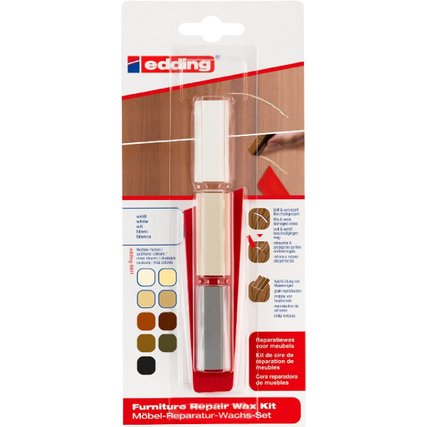 edding 4-8901-1-4049  8901 Möbel-Reparatur-Wachs-Set 3er-Blister weiß