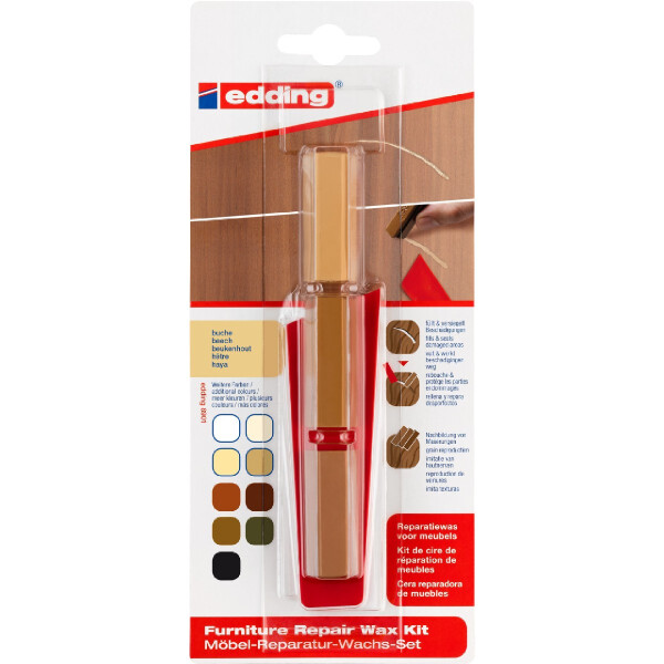 edding 4-8901-1-4608  8901 Möbel-Reparatur-Wachs-Set 3er-Blister buche