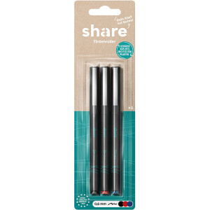 share Tintenroller schwarz-rot-blau 3er-Blister 4-0010-3