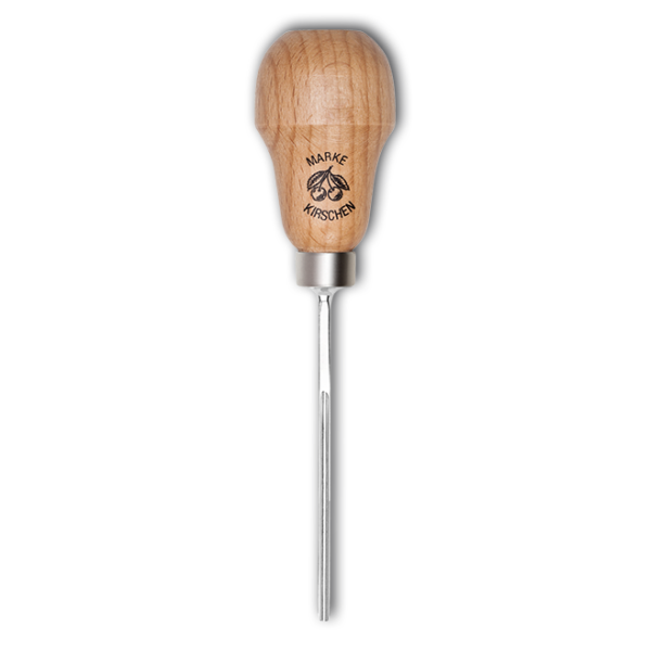 Kirschen 5647002 Kerbschnitzbeitel mit Rotbuchenheft, 2 mm Stich 11, gerade, tiefrunde Höhlung, Birnenform