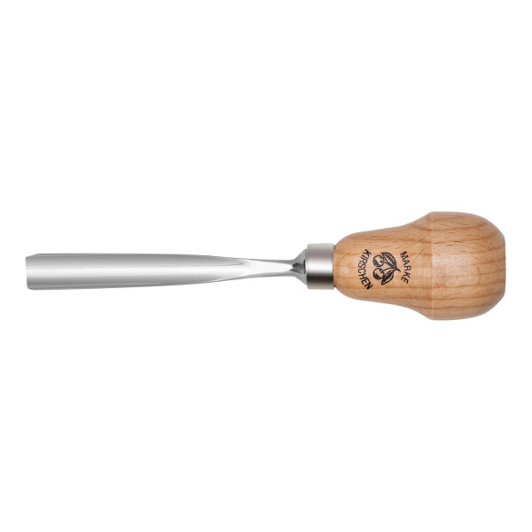 Kirschen 5606010 Kerbschnitzbeitel mit Rotbuchenheft, 10 mm Stich 6, gerade, flache Höhlung, Birnenform