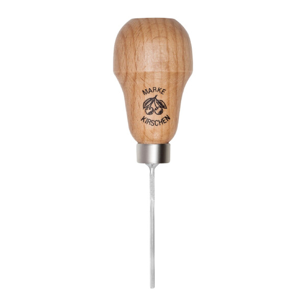 Kirschen 5740000 Zierschnitzeisen mit Rotbuchenheft, 1,5 mm Stich 39, gebogen , Birnenform