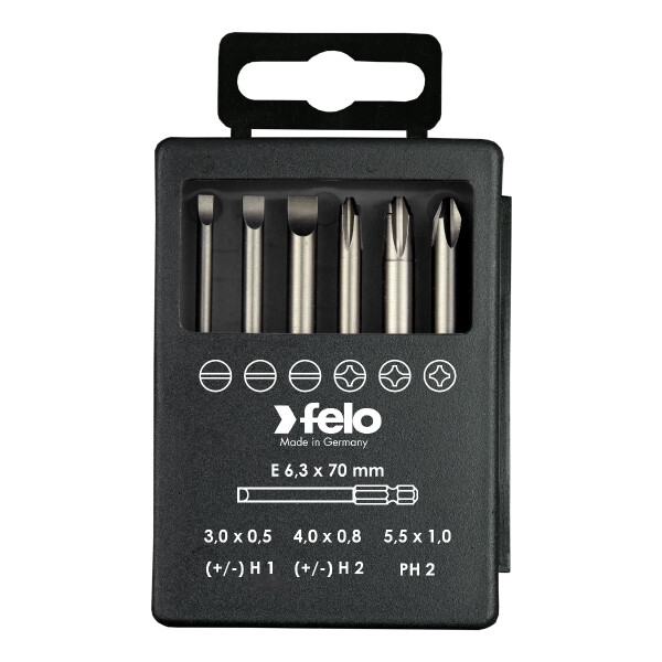Felo Bit-Box Profi E 6,3 x 73 mm 6-tlg. SL/H/PH 00003292716