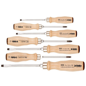Felo Schraubendreher Holzgriff Satz 7-tlg. SL/PZ/PH...