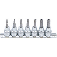 Bit-Einsatz-Satz | Antrieb Innenvierkant 10 mm (3/8") | T-Profil (für Torx) mit Bohrung T15 - T50 | 7-tlg.
