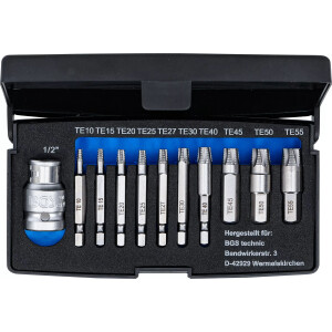 Schraubenausdreher-Satz | für defektes T-Profil (für Torx) T10 - T55 | 11-tlg.