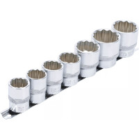Steckschlüssel-Einsatz-Satz, Zwölfkant | Antrieb Innenvierkant 12,5 mm (1/2") | SW 20 - 32 mm | 7-tlg.