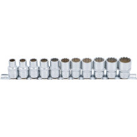 Steckschlüssel-Einsatz-Satz, Zwölfkant | Antrieb Innenvierkant 12,5 mm (1/2") | SW 10 - 21 mm | 11-tlg.