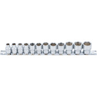 Steckschlüssel-Einsatz-Satz, Sechskant | Antrieb Innenvierkant 10 mm (3/8") | SW 8 - 19 mm | 12-tlg.