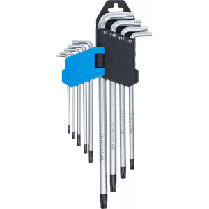 Winkelschlüssel-Satz | extra lang | T-Profil (für Torx) mit Bohrung T10 - T50 | 9-tlg.