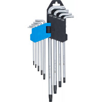Winkelschlüssel-Satz | extra lang | T-Profil (für Torx) mit Bohrung T10 - T50 | 9-tlg.