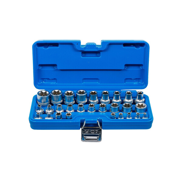 Steckschlüssel-Einsatz-Satz, E-Profil | Antrieb Innenvierkant 6,3 mm (1/4") / 12,5 mm (1/2") | SW E4 - E24 | 28-tlg.