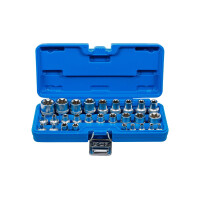 Steckschlüssel-Einsatz-Satz, E-Profil | Antrieb Innenvierkant 6,3 mm (1/4") / 12,5 mm (1/2") | SW E4 - E24 | 28-tlg.