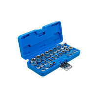 Steckschlüssel-Einsatz-Satz, E-Profil | Antrieb Innenvierkant 6,3 mm (1/4") / 12,5 mm (1/2") | SW E4 - E24 | 28-tlg.