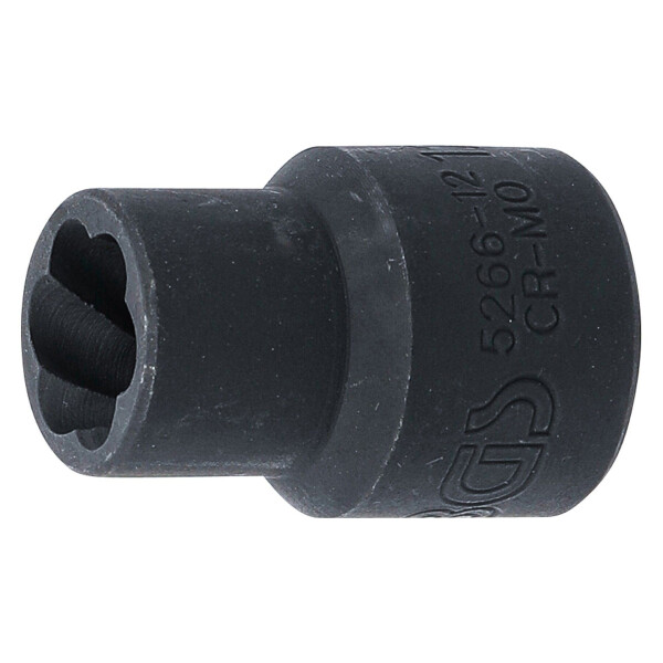 Spiral-Profil-Steckschlüssel-Einsatz / Schraubenausdreher | Antrieb Innenvierkant 12,5 mm (1/2") | SW 12 mm