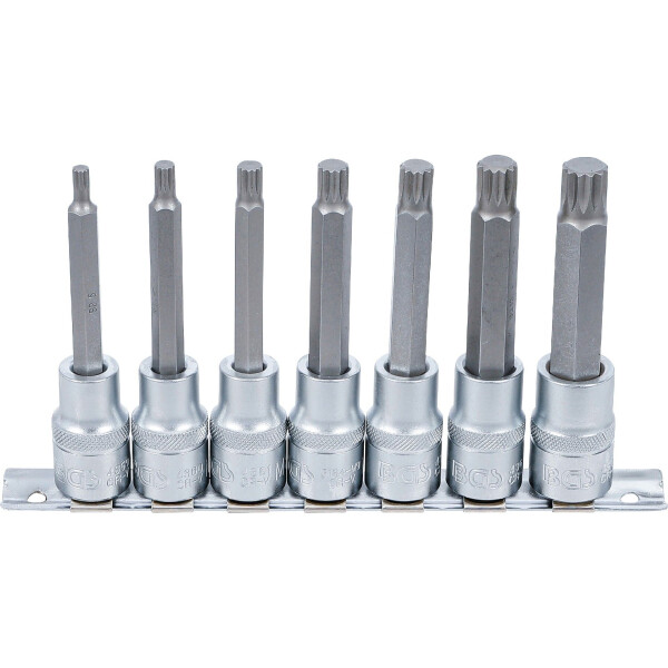 Bit-Einsatz-Satz | Antrieb Innenvierkant 12,5 mm (1/2") | Innenvielzahn (für XZN) M5 - M14 | 7-tlg.