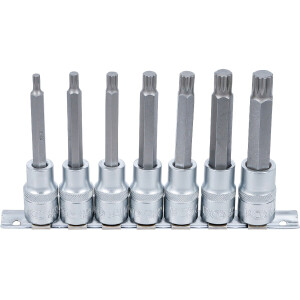 Bit-Einsatz-Satz | Antrieb Innenvierkant 12,5 mm (1/2") | Innenvielzahn (für XZN) M5 - M14 | 7-tlg.