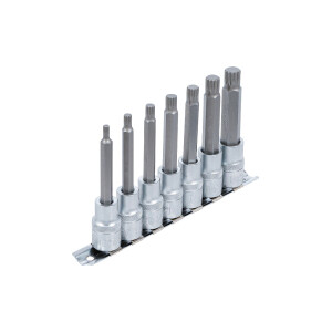 Bit-Einsatz-Satz | Antrieb Innenvierkant 12,5 mm (1/2") | Innenvielzahn (für XZN) M5 - M14 | 7-tlg.