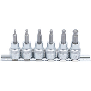 Bit-Einsatz-Satz | Antrieb Innenvierkant 10 mm (3/8") | Innensechskant mit Kugelkopf 3 - 8 mm | 6-tlg.
