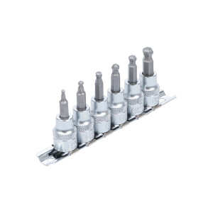 Bit-Einsatz-Satz | Antrieb Innenvierkant 10 mm (3/8") | Innensechskant mit Kugelkopf 3 - 8 mm | 6-tlg.