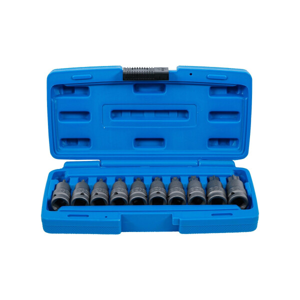 Kraft-Bit-Einsatz-Satz | Antrieb Innenvierkant 12,5 mm (1/2") | T-Profil (für Torx) T20 - T70 | 10-tlg.