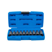 Kraft-Bit-Einsatz-Satz | Antrieb Innenvierkant 12,5 mm (1/2") | T-Profil (für Torx) T20 - T70 | 10-tlg.