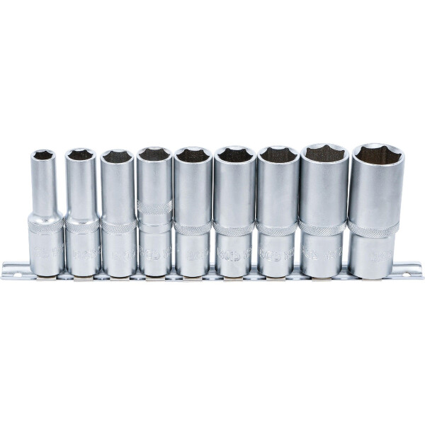 Steckschlüssel-Einsatz-Satz Sechskant, tief | Antrieb Innenvierkant 12,5 mm (1/2") | SW 10 - 24 mm | 9-tlg.