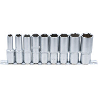Steckschlüssel-Einsatz-Satz Sechskant, tief | Antrieb Innenvierkant 12,5 mm (1/2") | SW 10 - 24 mm | 9-tlg.
